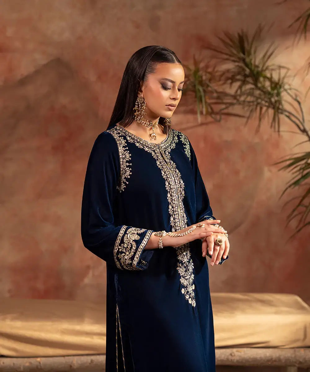 Embroidered Velvet Shirt - Kross Kulture