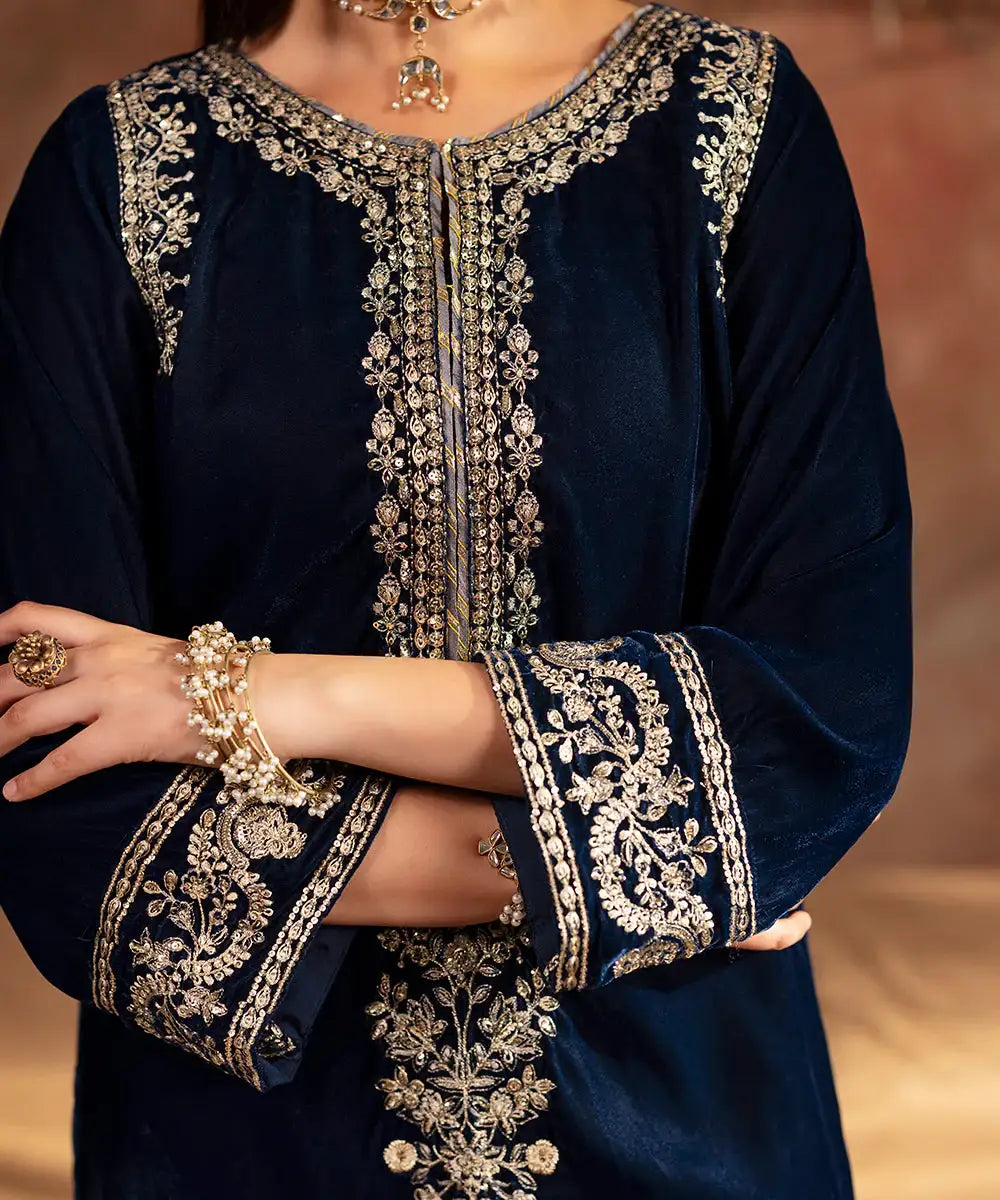 Embroidered Velvet Shirt - Kross Kulture
