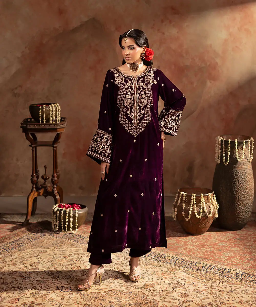 Embroidered Velvet Shirt - Kross Kulture