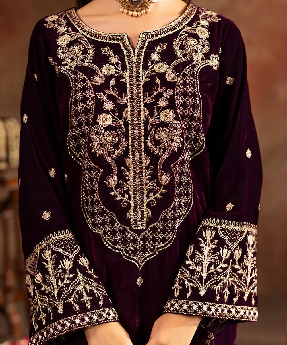 Embroidered Velvet Shirt - Kross Kulture
