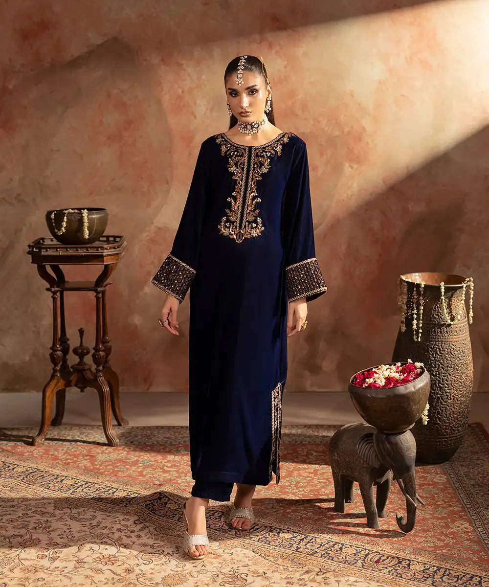 Embroidered Velvet Shirt - Kross Kulture