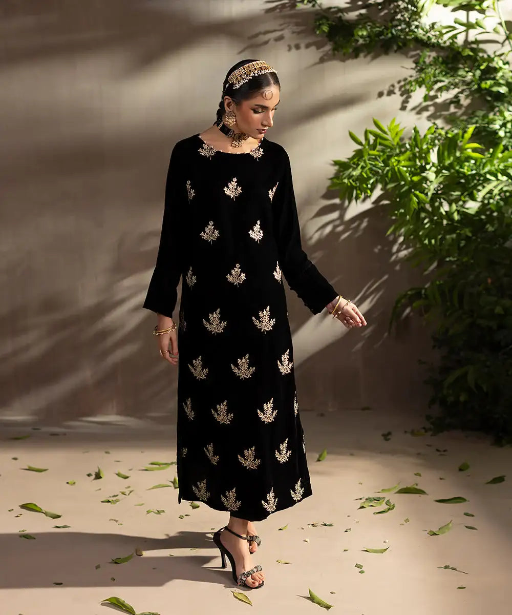 Embroidered Velvet Shirt - Kross Kulture