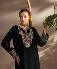 2PC - Embroidered Velvet Suit - Kross Kulture
