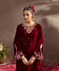 2PC - Embroidered Velvet Suit - Kross Kulture