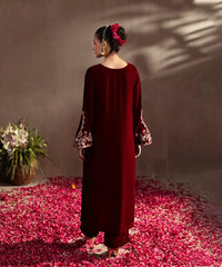2PC - Embroidered Velvet Suit - Kross Kulture