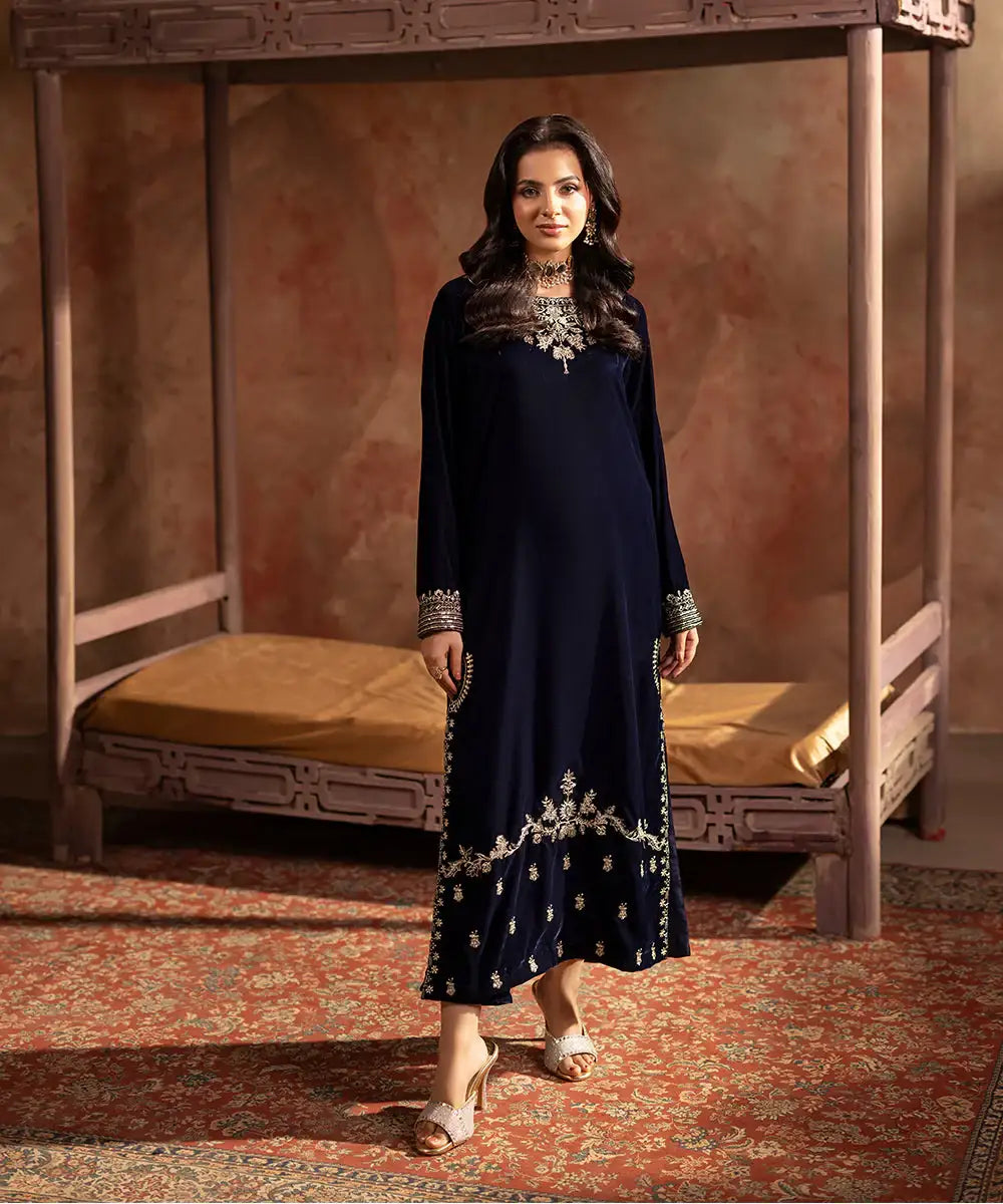 Embroidered Velvet Shirt - Kross Kulture