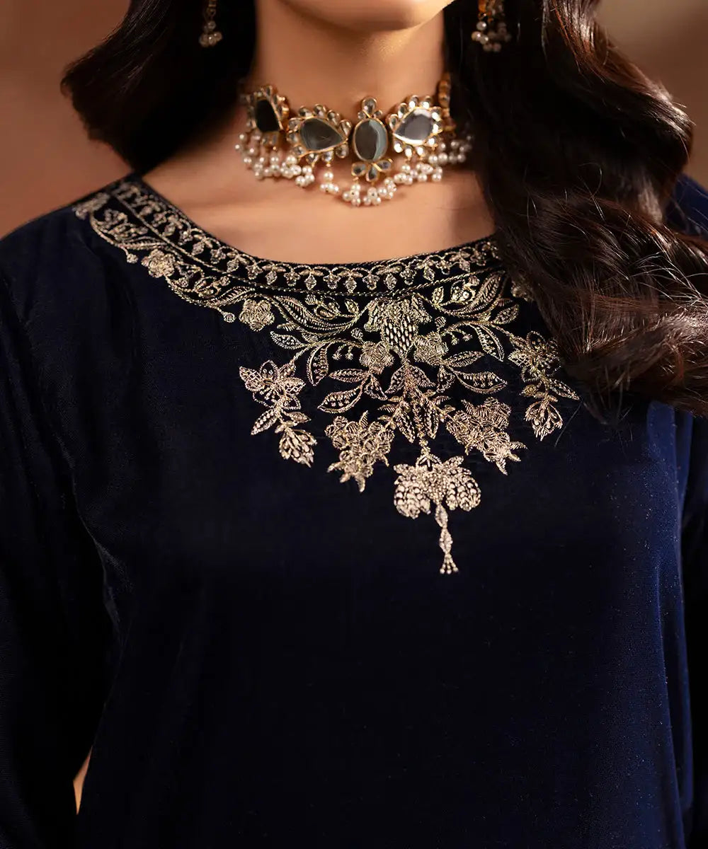 Embroidered Velvet Shirt - Kross Kulture