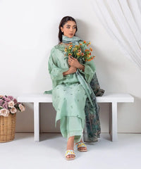 3PC - Embroidered Silk Lawn Suit - Kross Kulture
