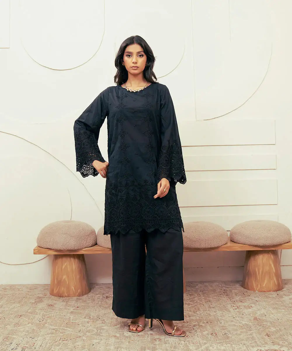 2PC - Embroidered Cotton Silk Suit - Kross Kulture