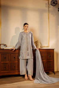 Safwa | Smoky Taupe – 3PC Unstitched Suit (FAR07) - Mmall