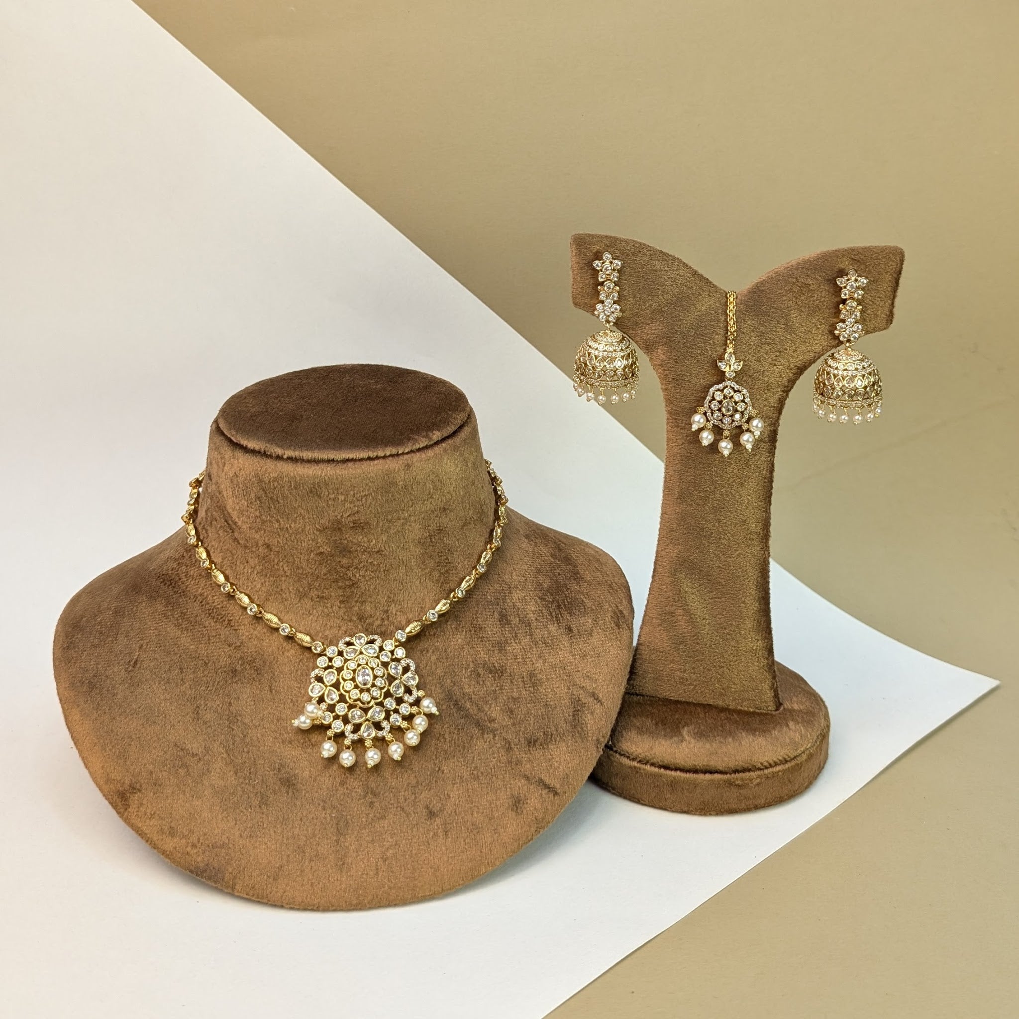 Nagas Kemp South Indian Rajwadi Necklace Set