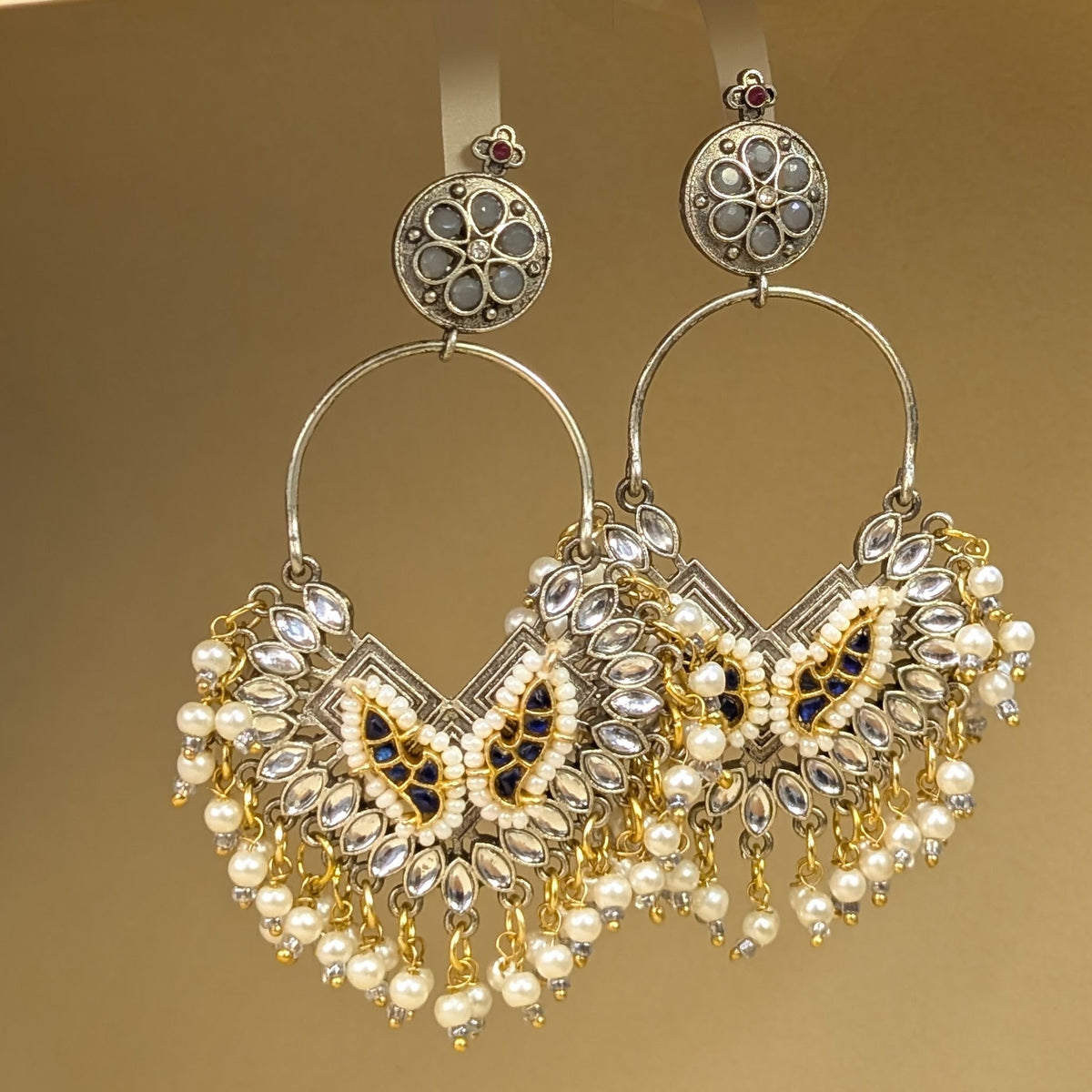 Chandbali Drop Antique Earrings