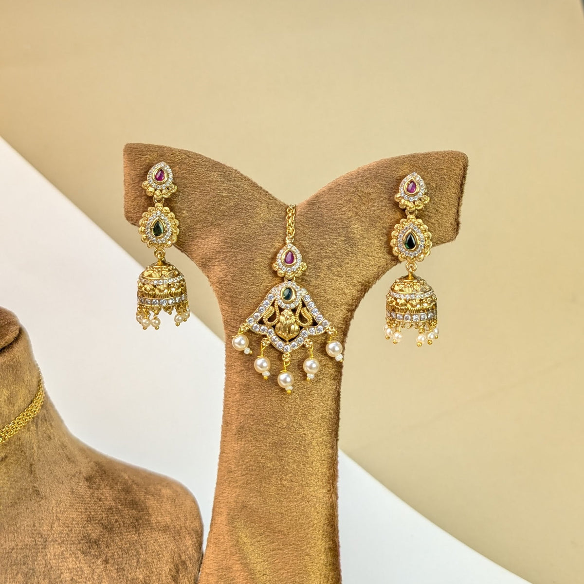 Peacock Haram South Indian Rajwadi Necklace Set