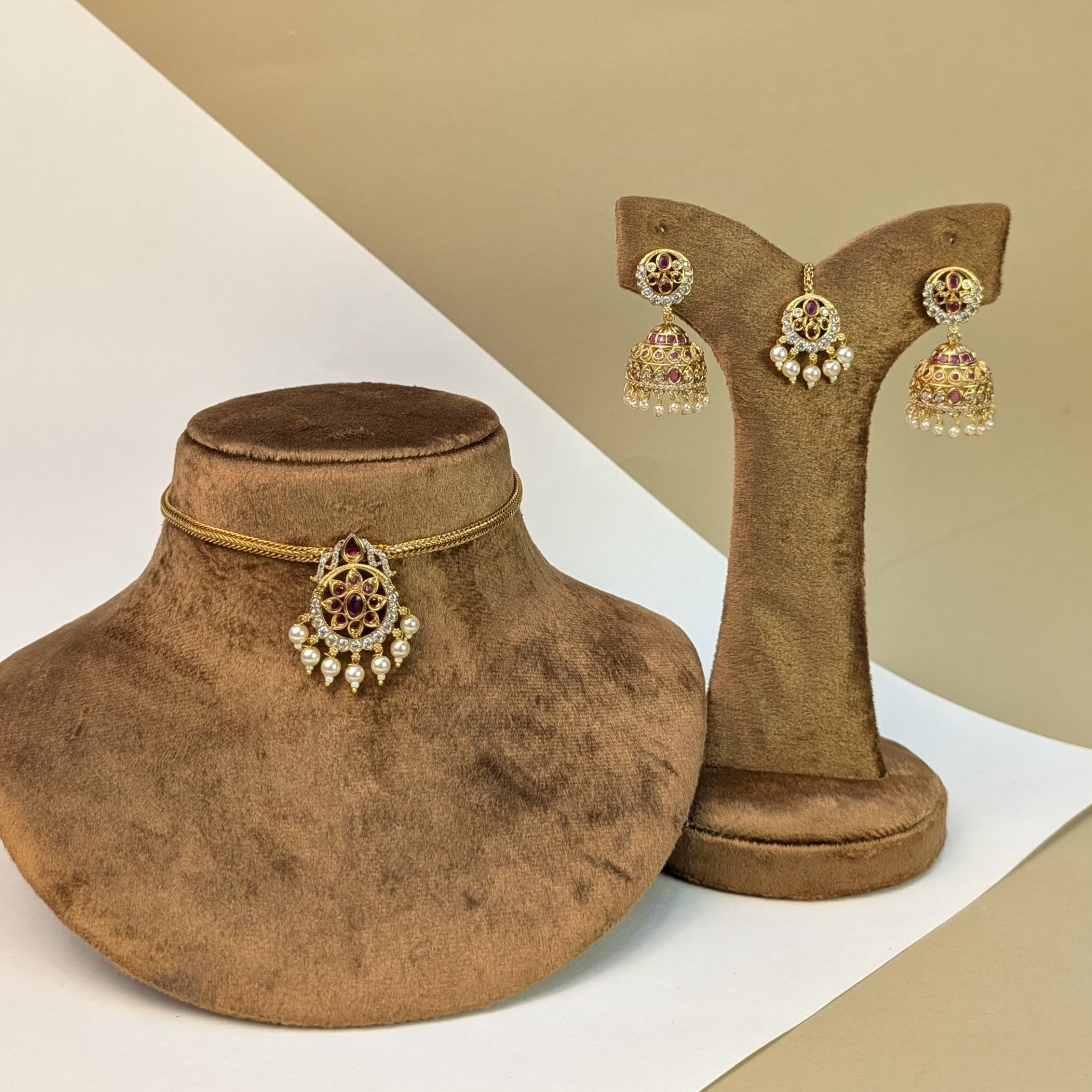 Grand Temple South Indian Rajwadi Necklace Set