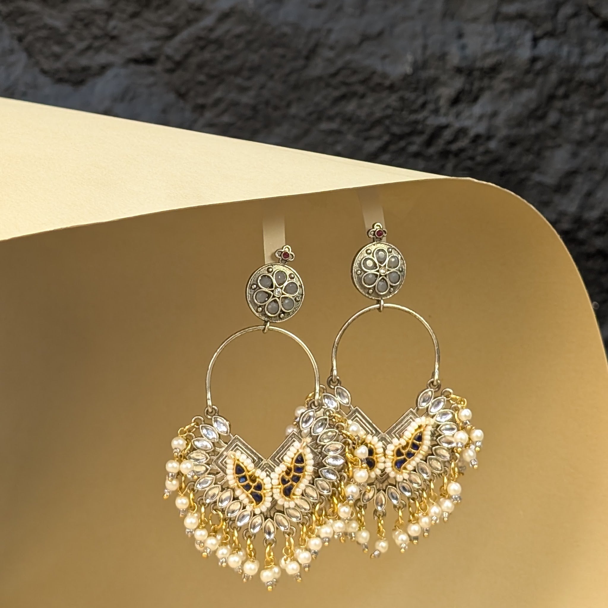 Chandbali Drop Antique Earrings