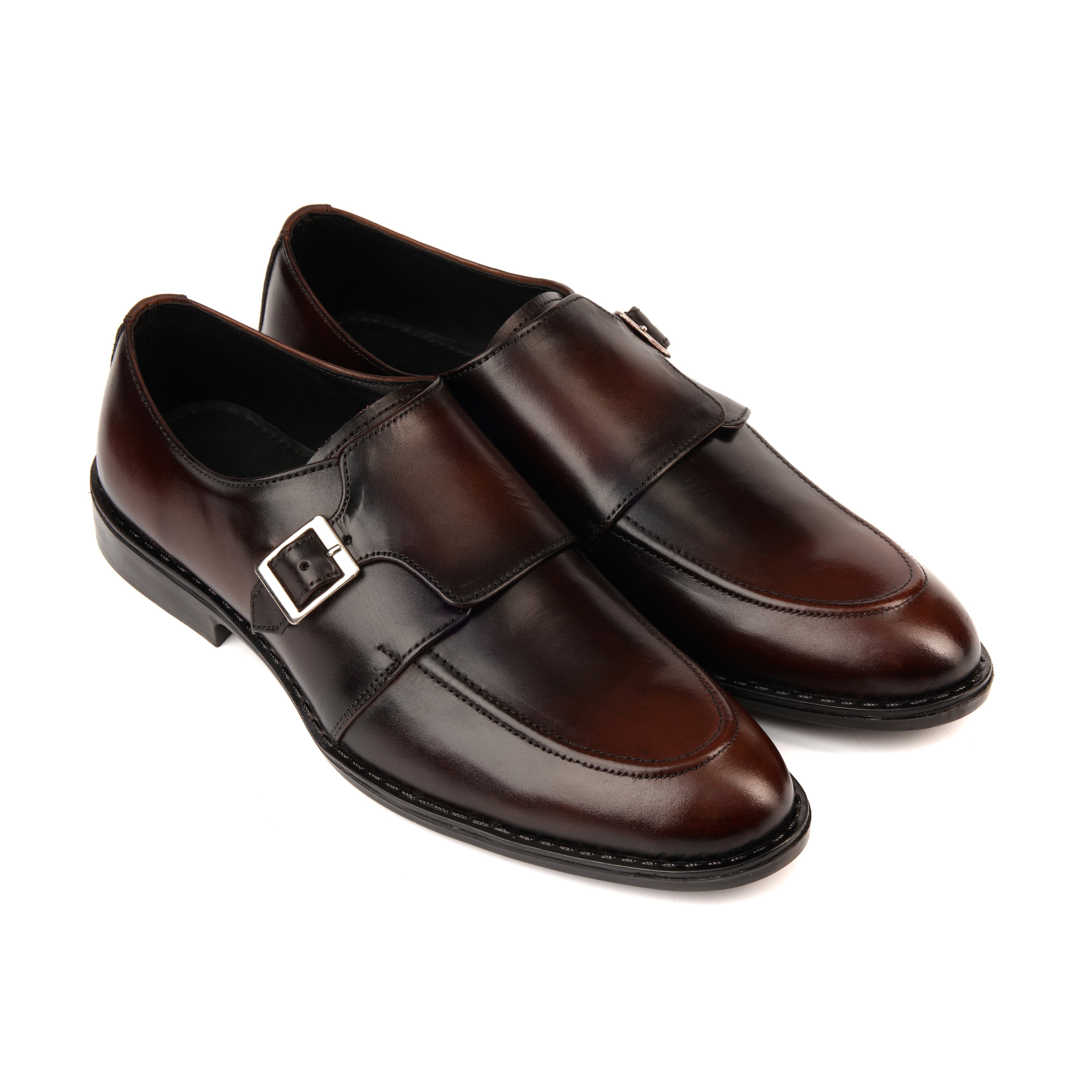 7011-Brown Rubber Sole Cow Leather Formal - DeVogue