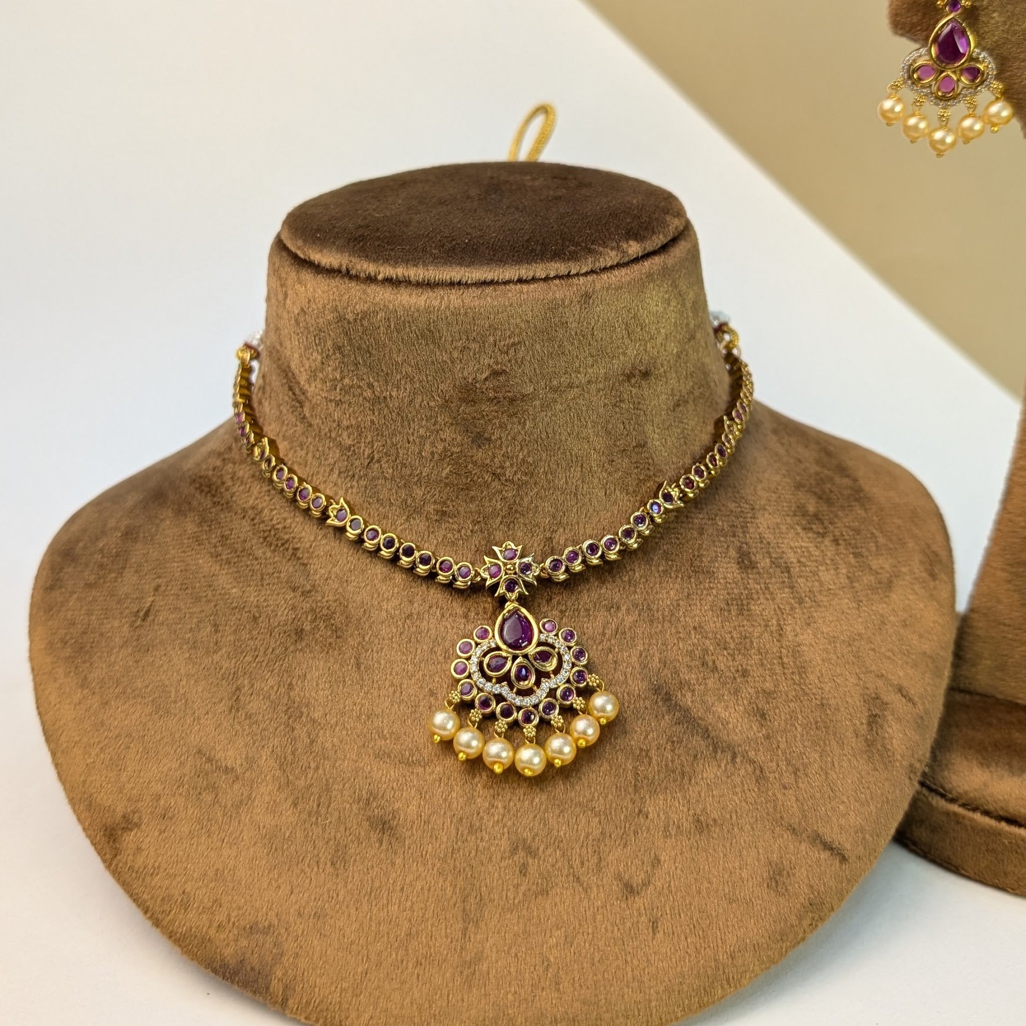 Temple Pendant South Indian Rajwadi Necklace Set