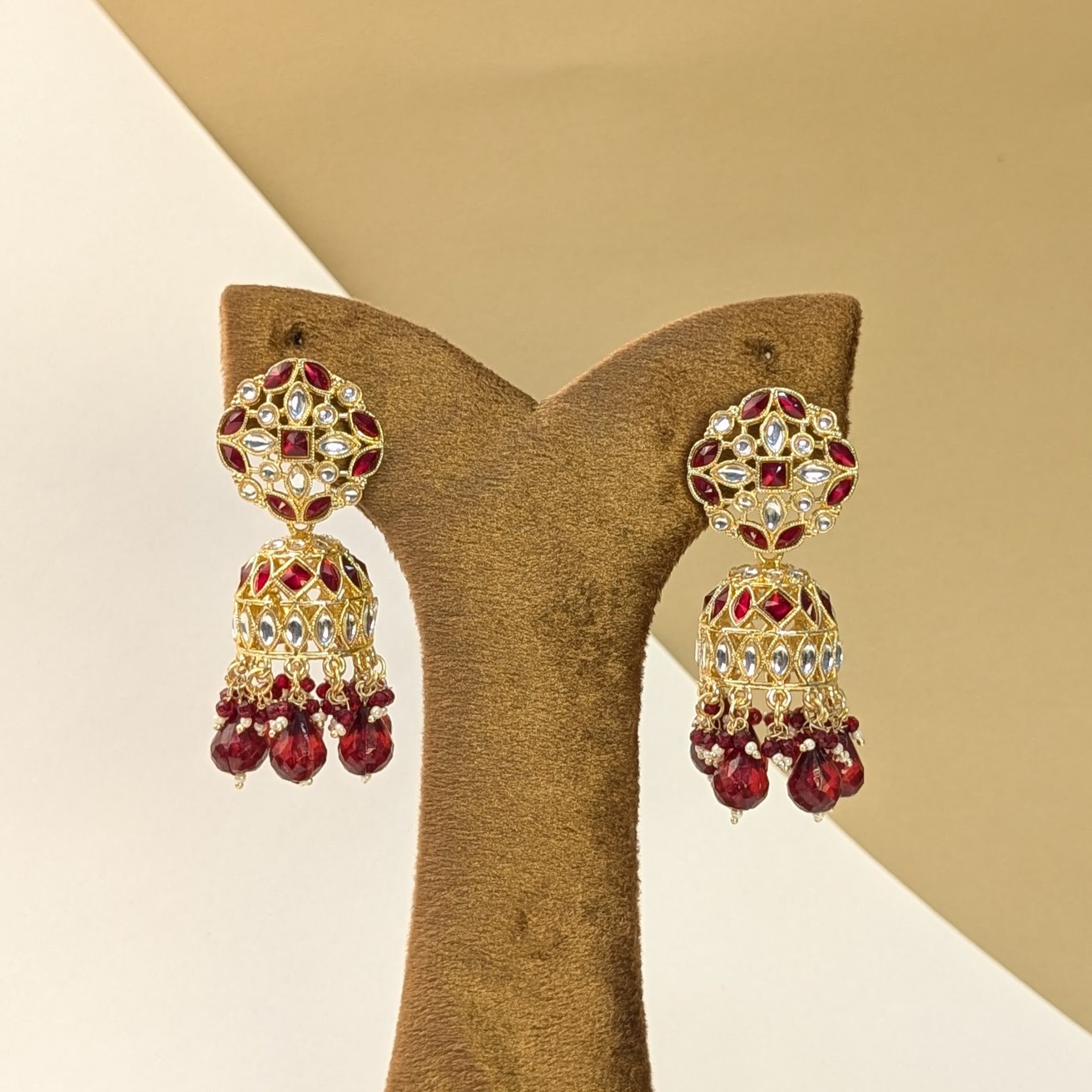 Bridal Pearl Kundan Jhumkis
