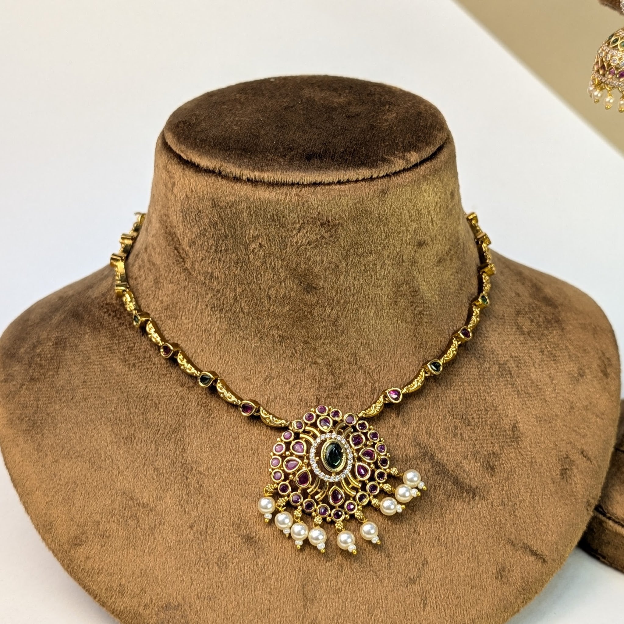 Layered Antique South Indian Rajwadi Necklace Set