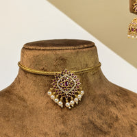 Floral Temple South Indian Rajwadi Necklace Set
