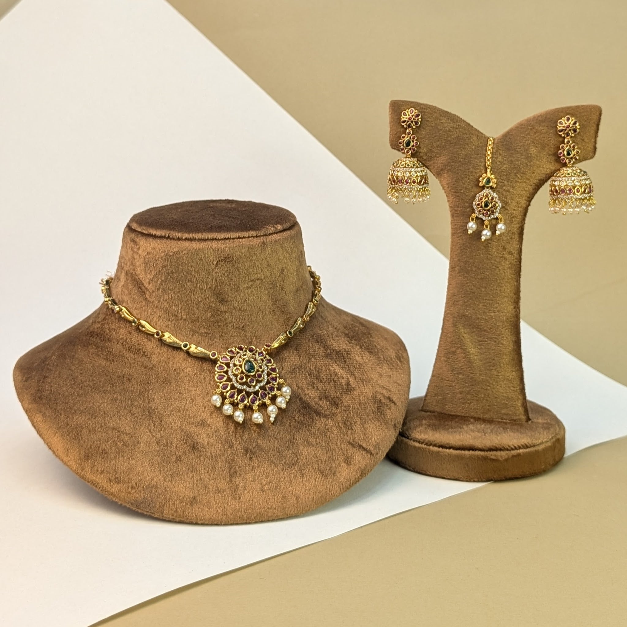 Nagas Temple South Indian Rajwadi Necklace Set