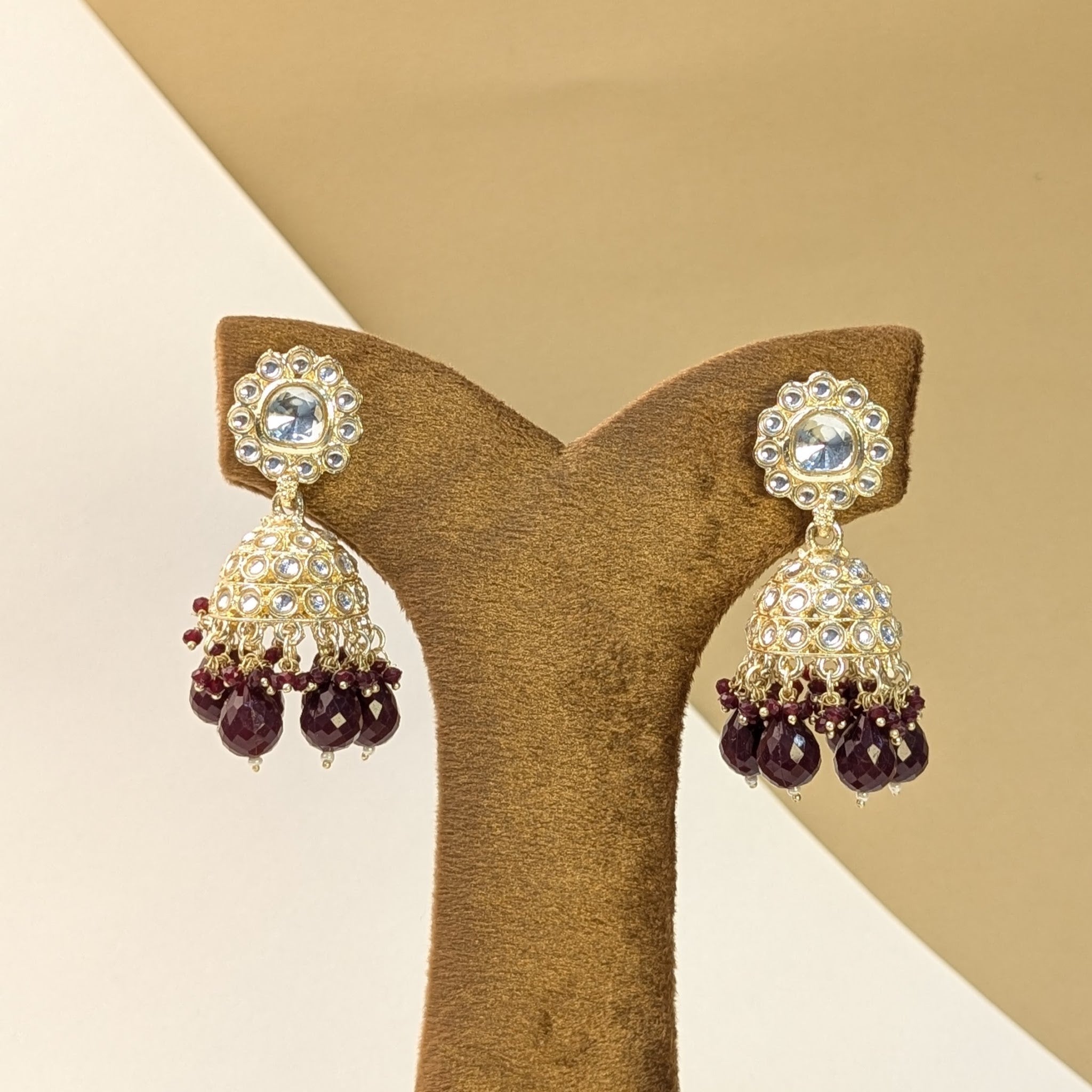 Emerald Drop Kundan Jhumkis