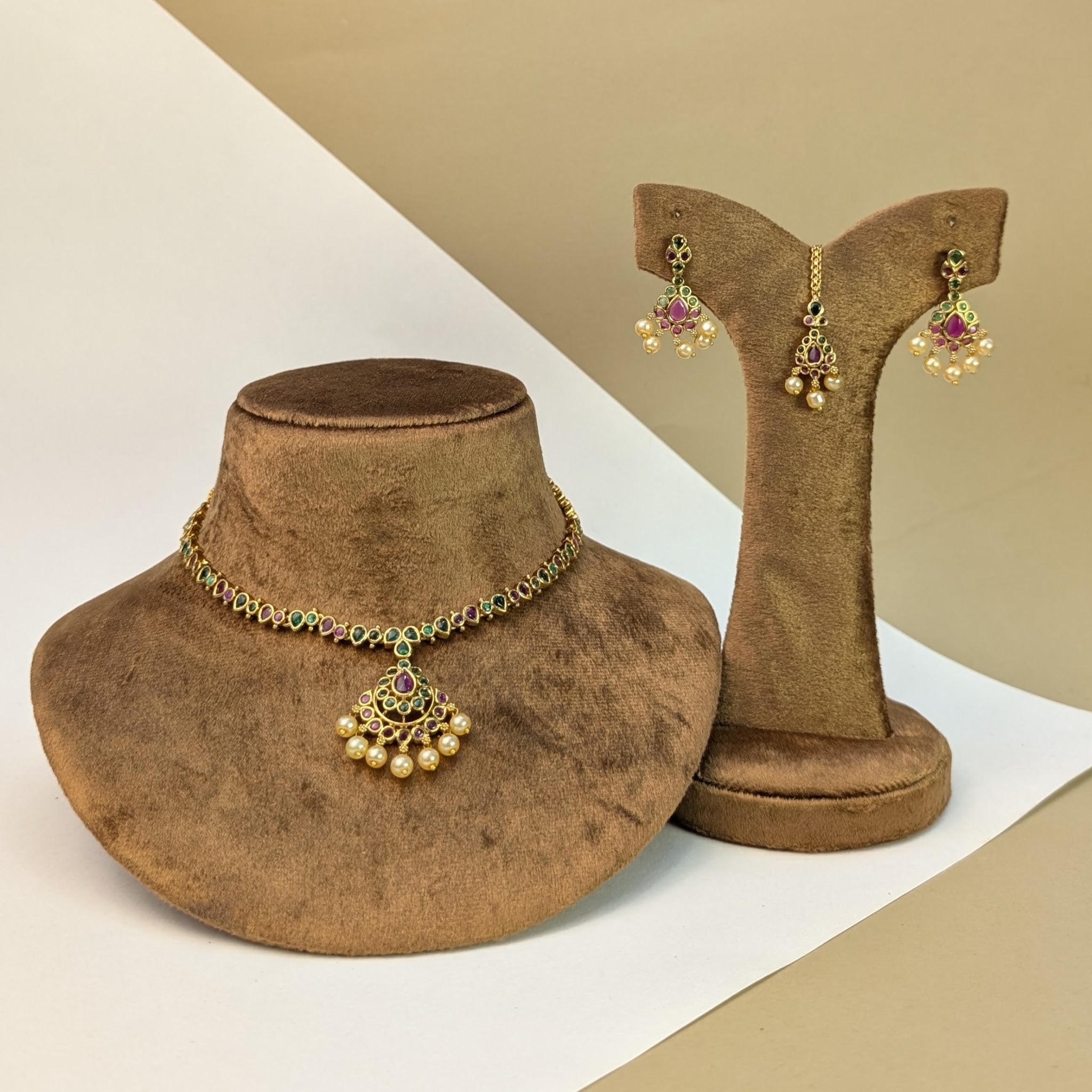 Royal Temple South Indian Rajwadi Necklace Set