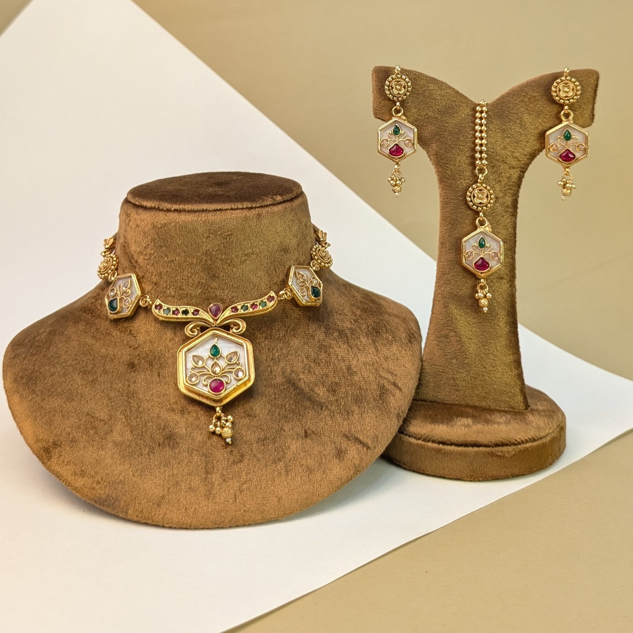 Bridal Lakshmi South Indian Rajwadi Necklace Set