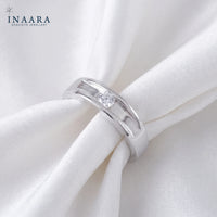 2 Lines Solitaire Ring