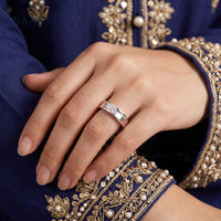 2 Lines Solitaire Ring