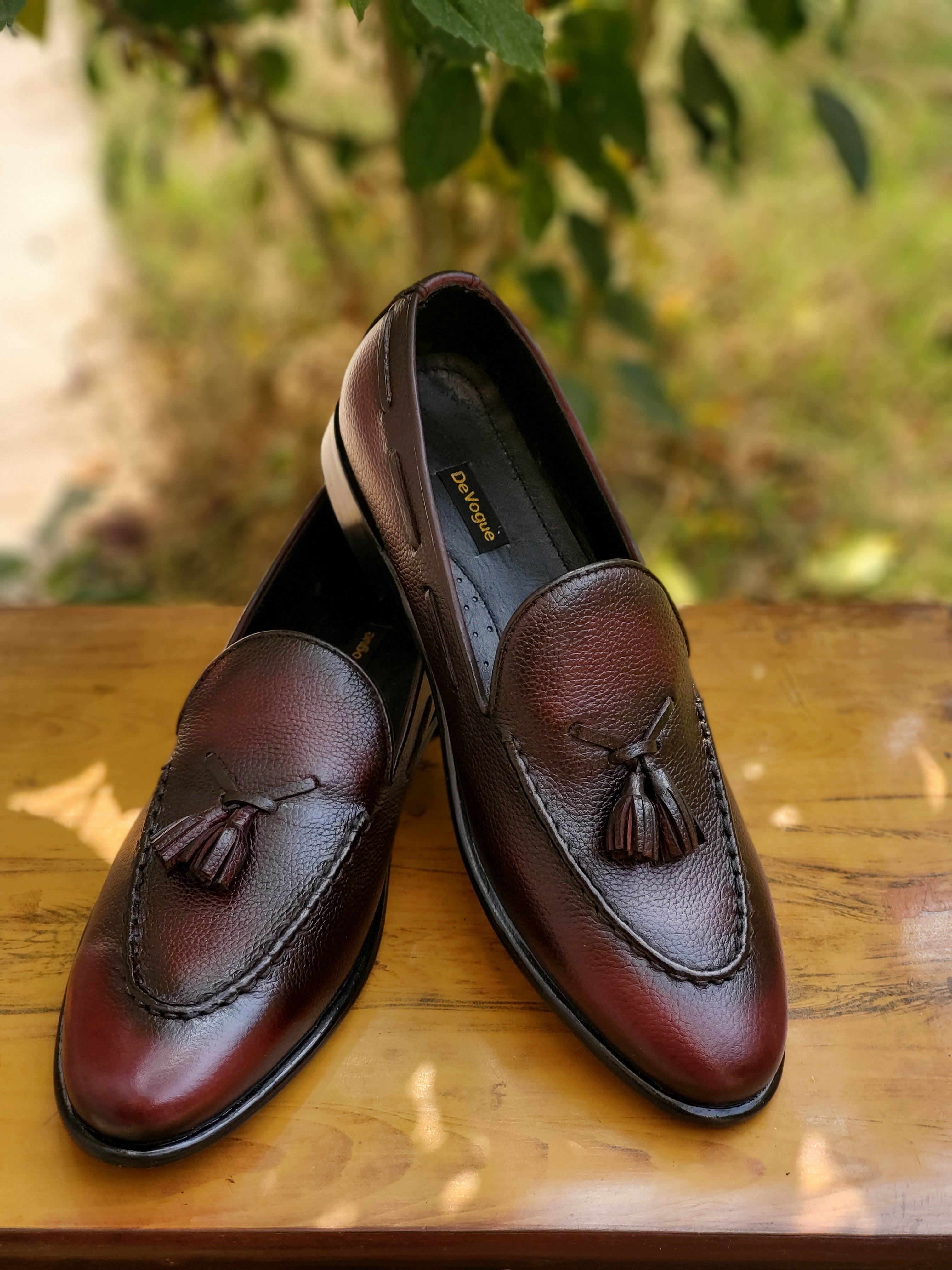 4040-Maroon Mild Cow Leather Formal Horse Bit Style - DeVogue