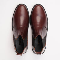 8017-Maroon Hot Pull-up Chelsea Boots - DeVogue