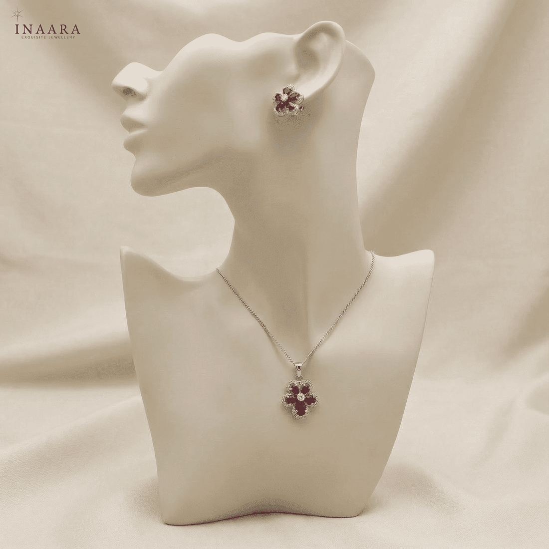 Ruby Bloom Pendant Set