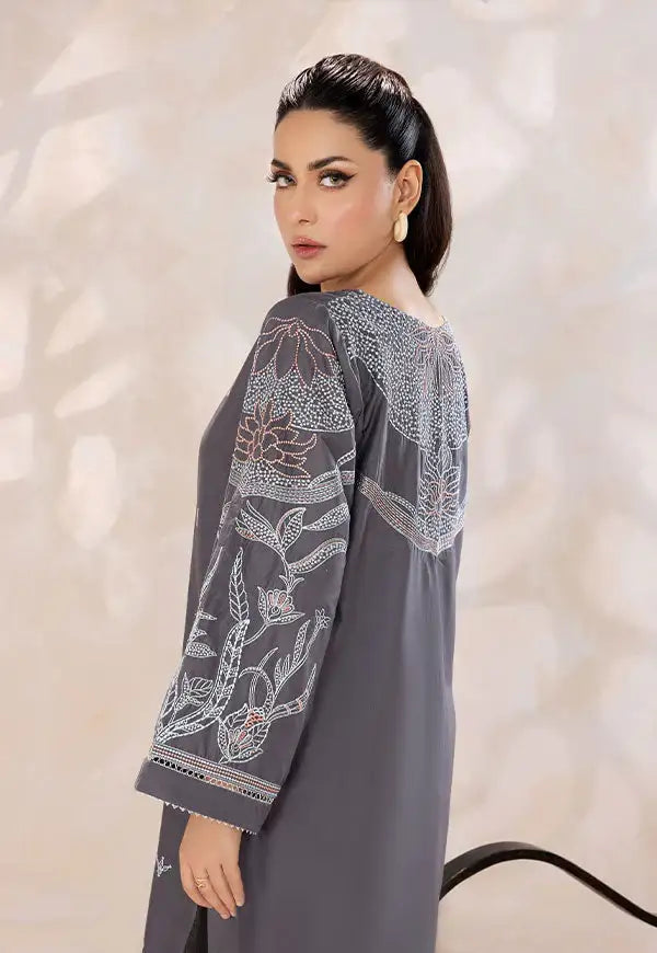 Safwa Ash Veil – 2PC Stitched Suit (P000576) - Mmall