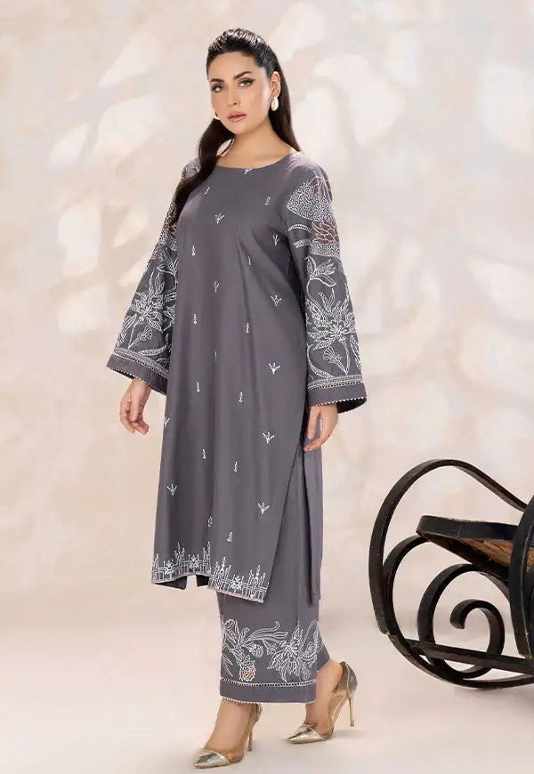 Safwa Ash Veil – 2PC Stitched Suit (P000576) - Mmall