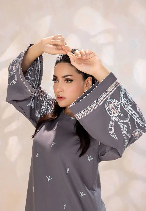 Safwa Ash Veil – 2PC Stitched Suit (P000576) - Mmall