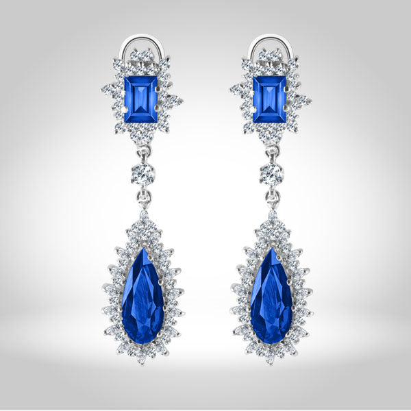 Synthetic Blue Sapphire Earrings