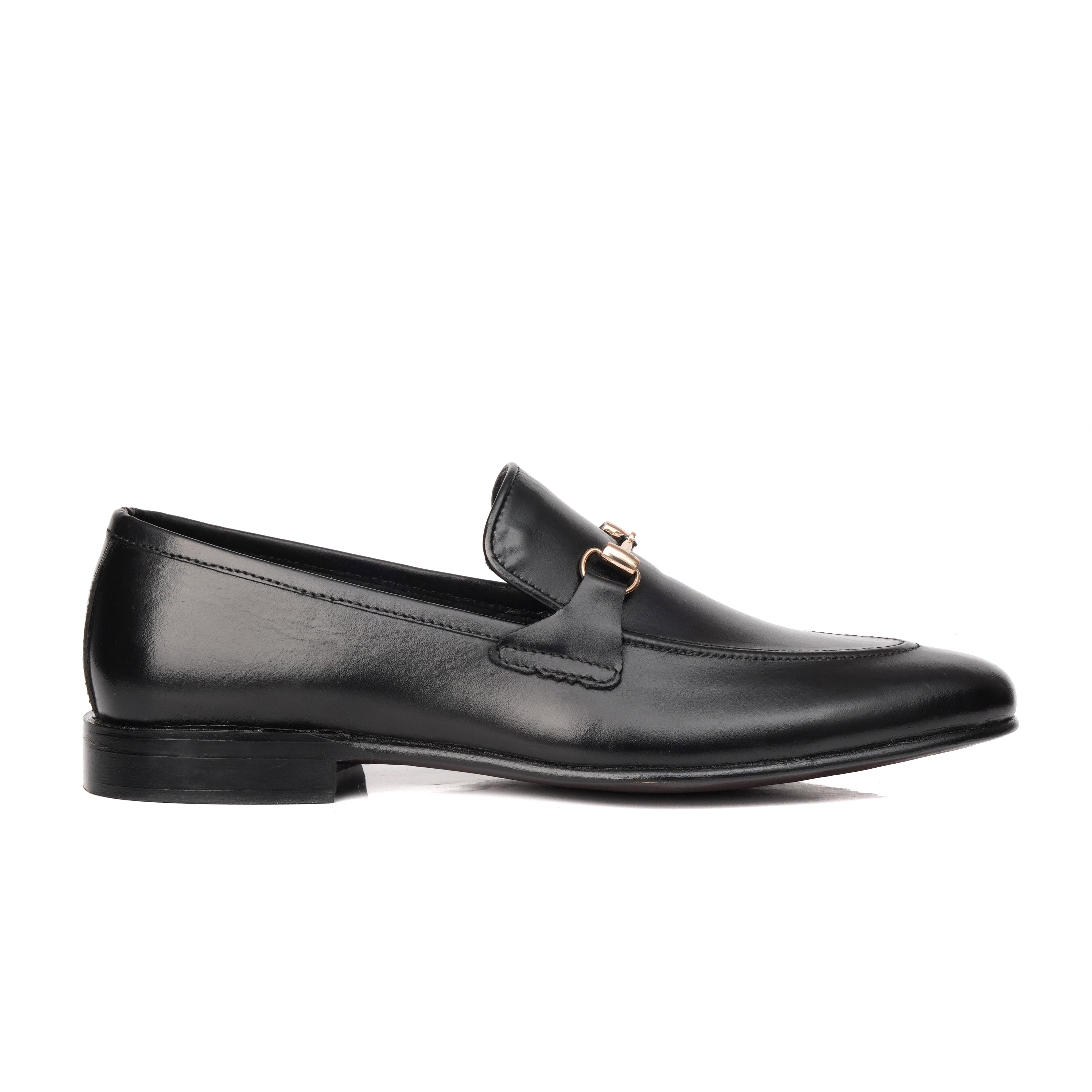SKU:4001-Black Cow Leather Formal Loafer Style - DeVogue