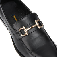 ST-05-Black Cow Leather Horse bit Formal Loafer Style In Rubber sole - DeVogue