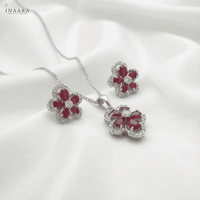 Ruby Bloom Pendant Set