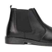 SKU:8010-Black Cow Leather Chelsea boots - DeVogue