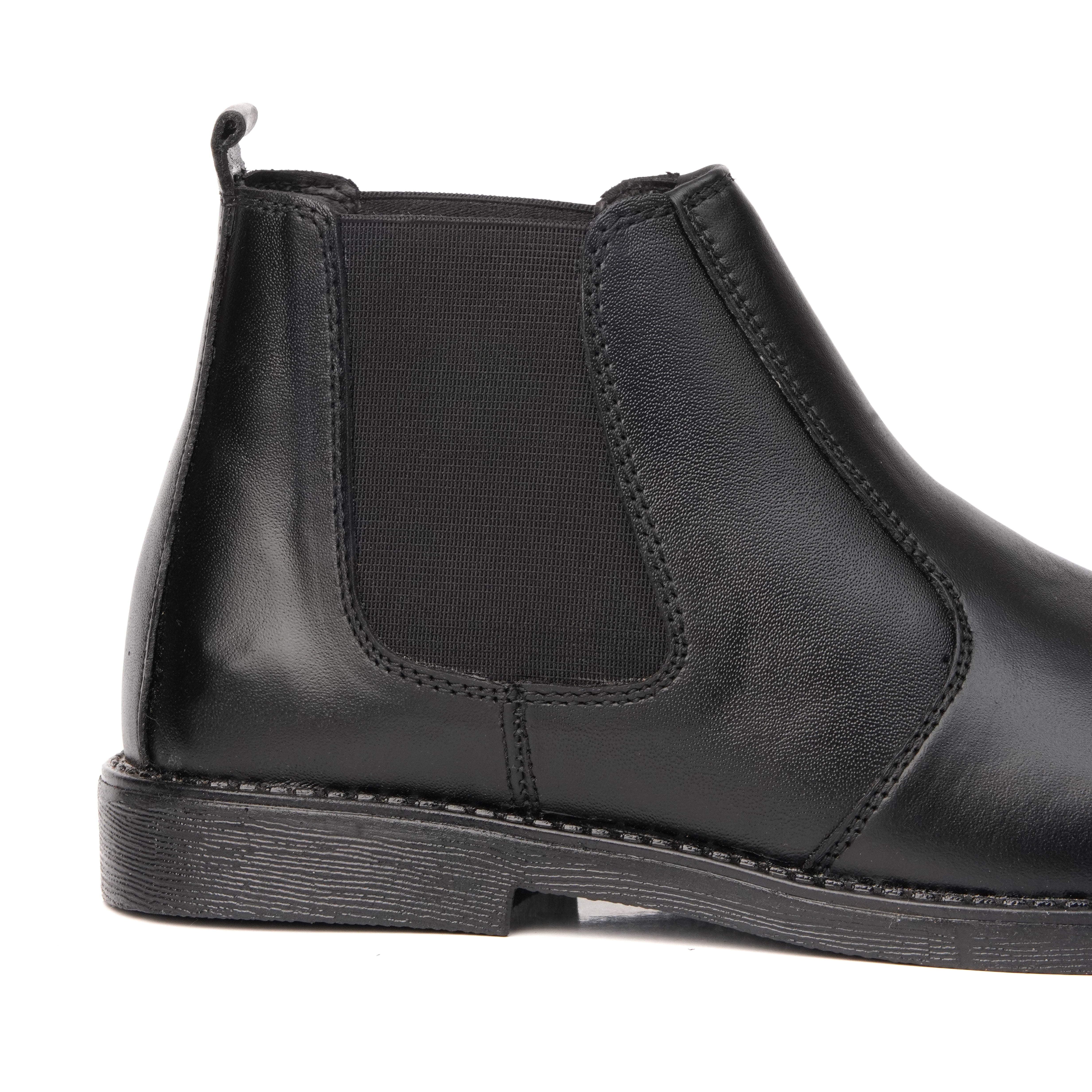 SKU:8010-Black Cow Leather Chelsea boots - DeVogue