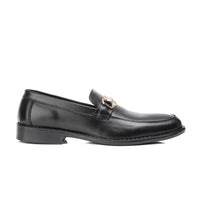 ST-05-Black Cow Leather Horse bit Formal Loafer Style In Rubber sole - DeVogue