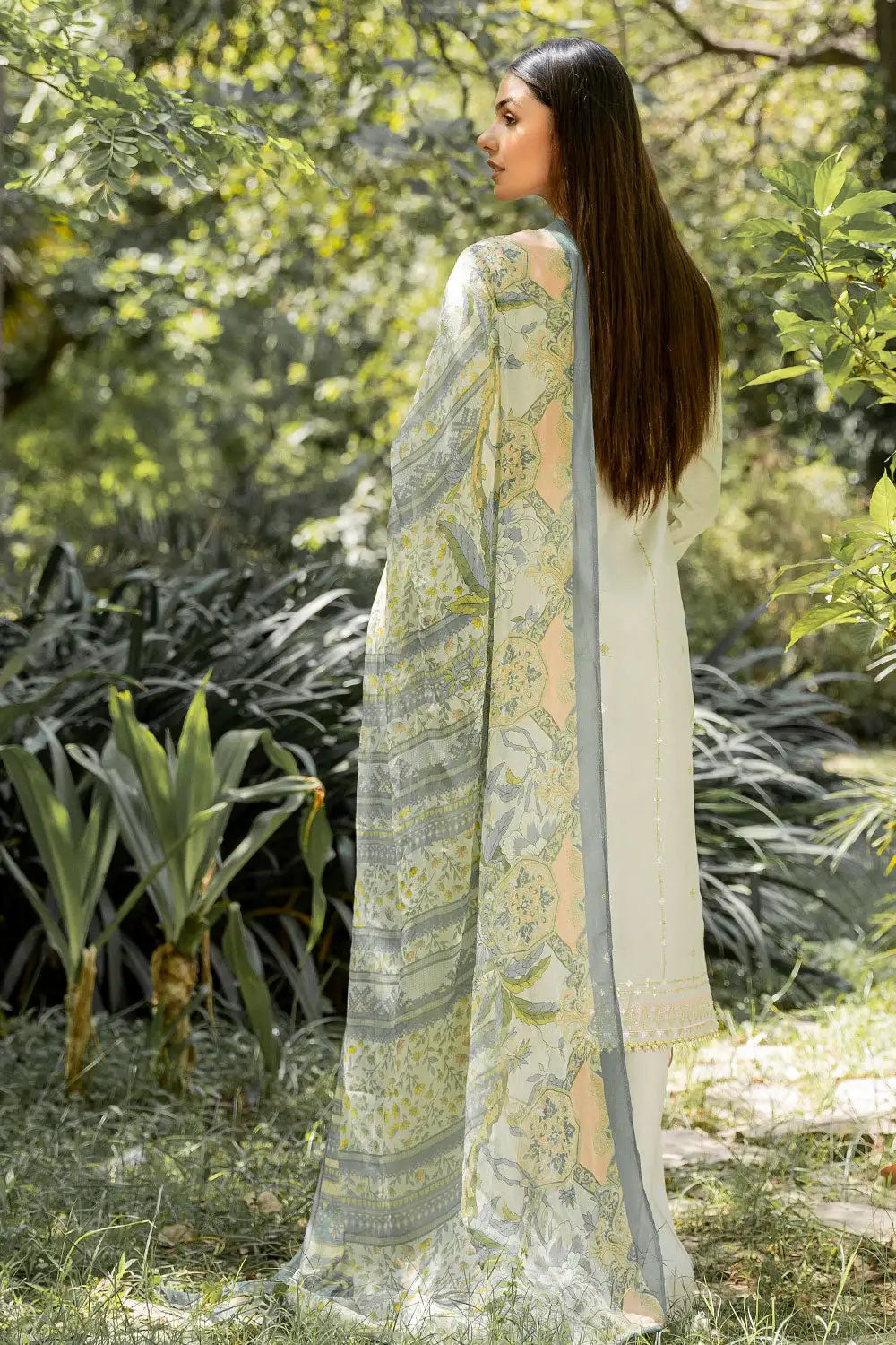 Safwa | Mint Whisper - 3PC Unstitched Suit (SPN02) - Mmall