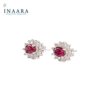 Real Ruby Earrings - Oval