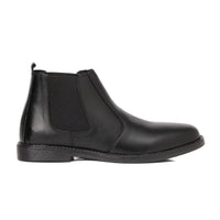 SKU:8010-Black Cow Leather Chelsea boots - DeVogue
