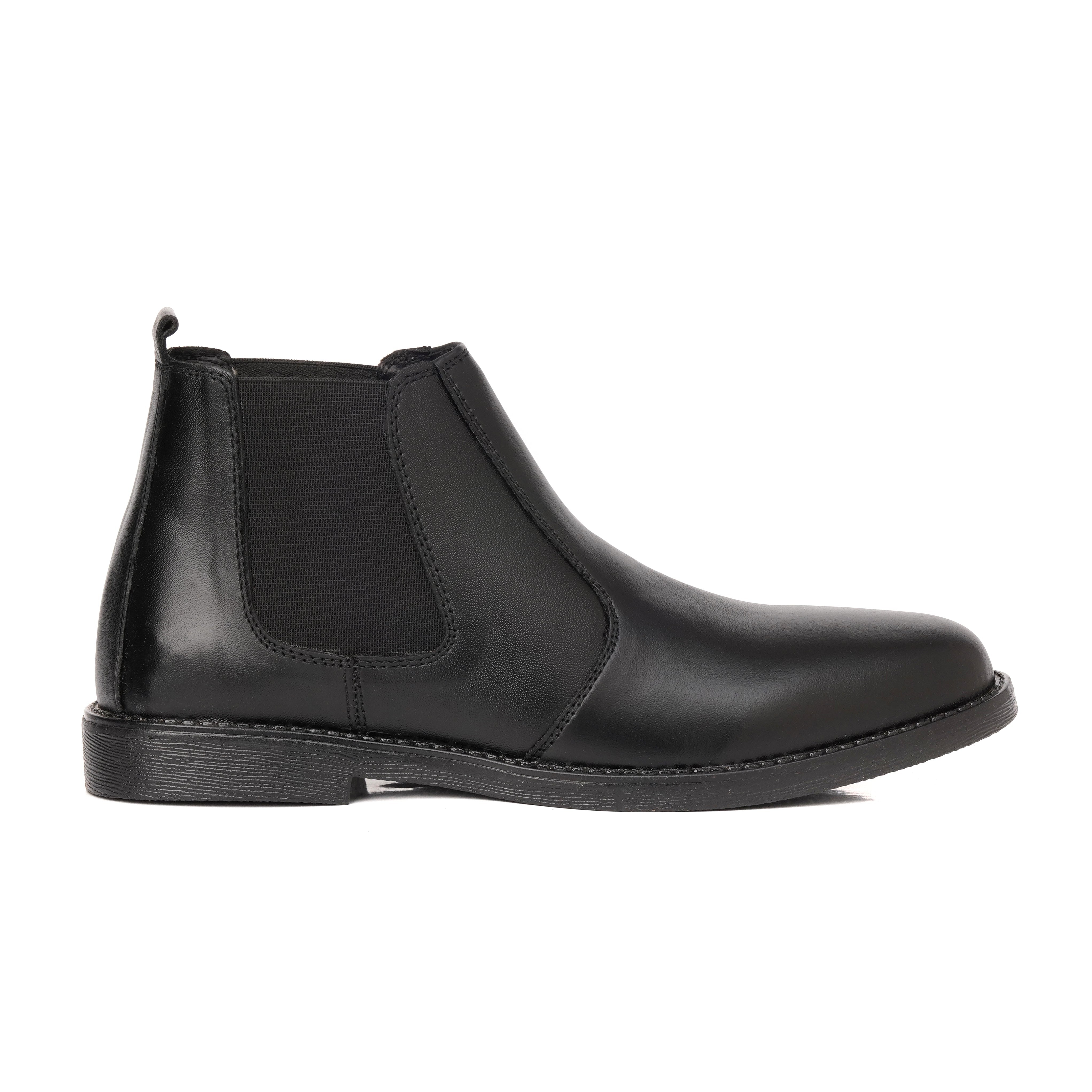 SKU:8010-Black Cow Leather Chelsea boots - DeVogue