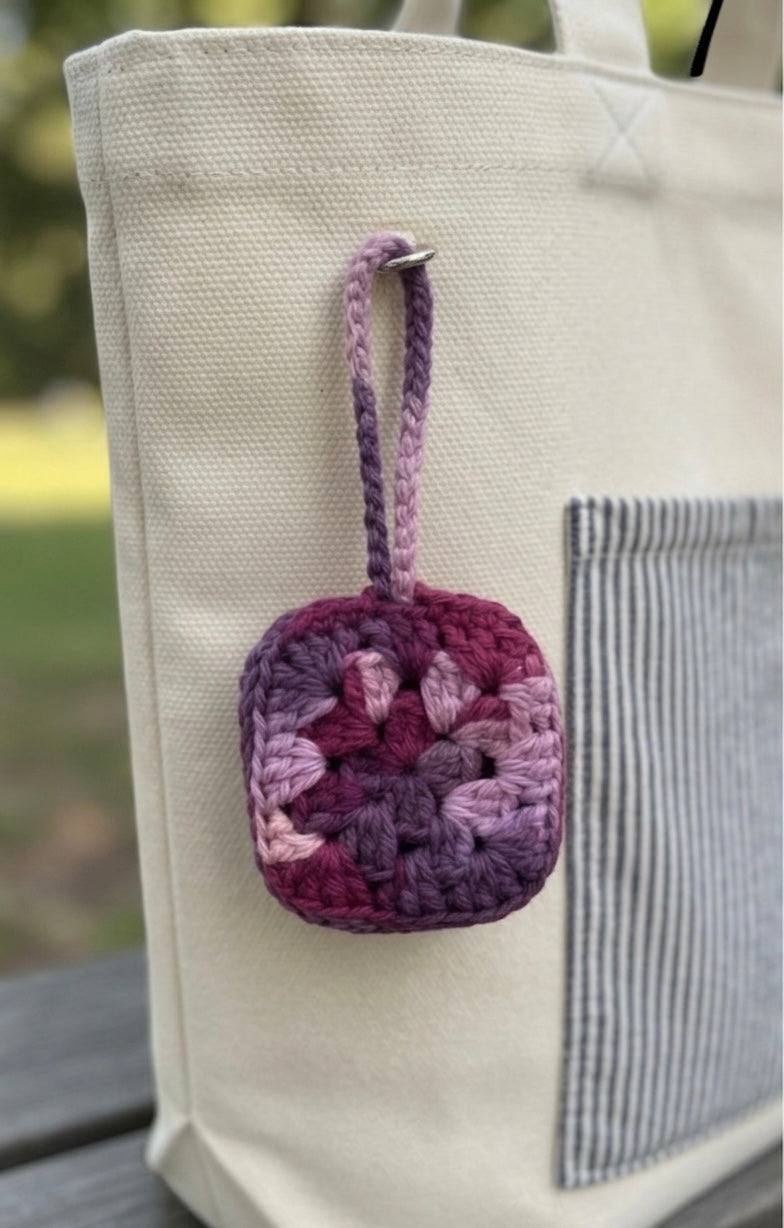 Crochet Square Bag Charm & AirPods Case Accessory Gulyarn