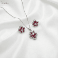 Ruby Bloom Pendant Set