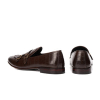 2012-Croco Cow Leather Casual Double Monk Style - DeVogue